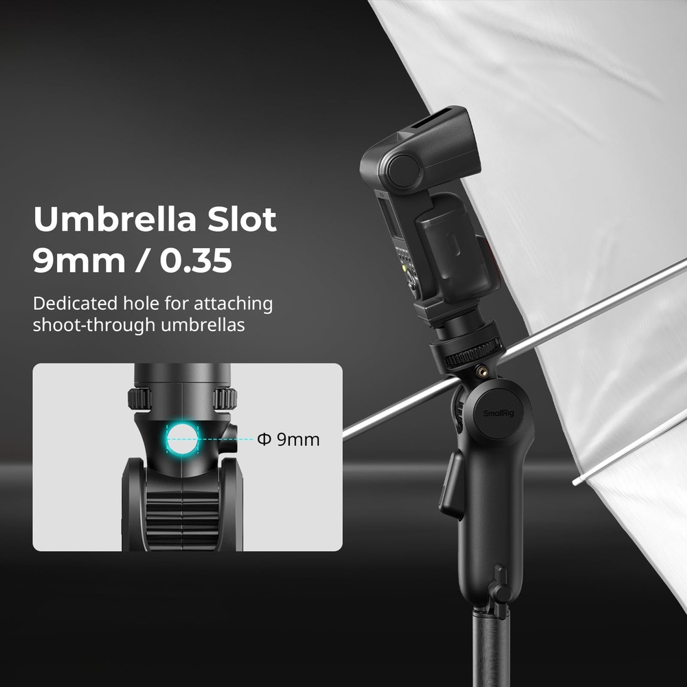 SmallRig Quick Adjustment Light Stand Adapter, One-Button 180° Pitch Black