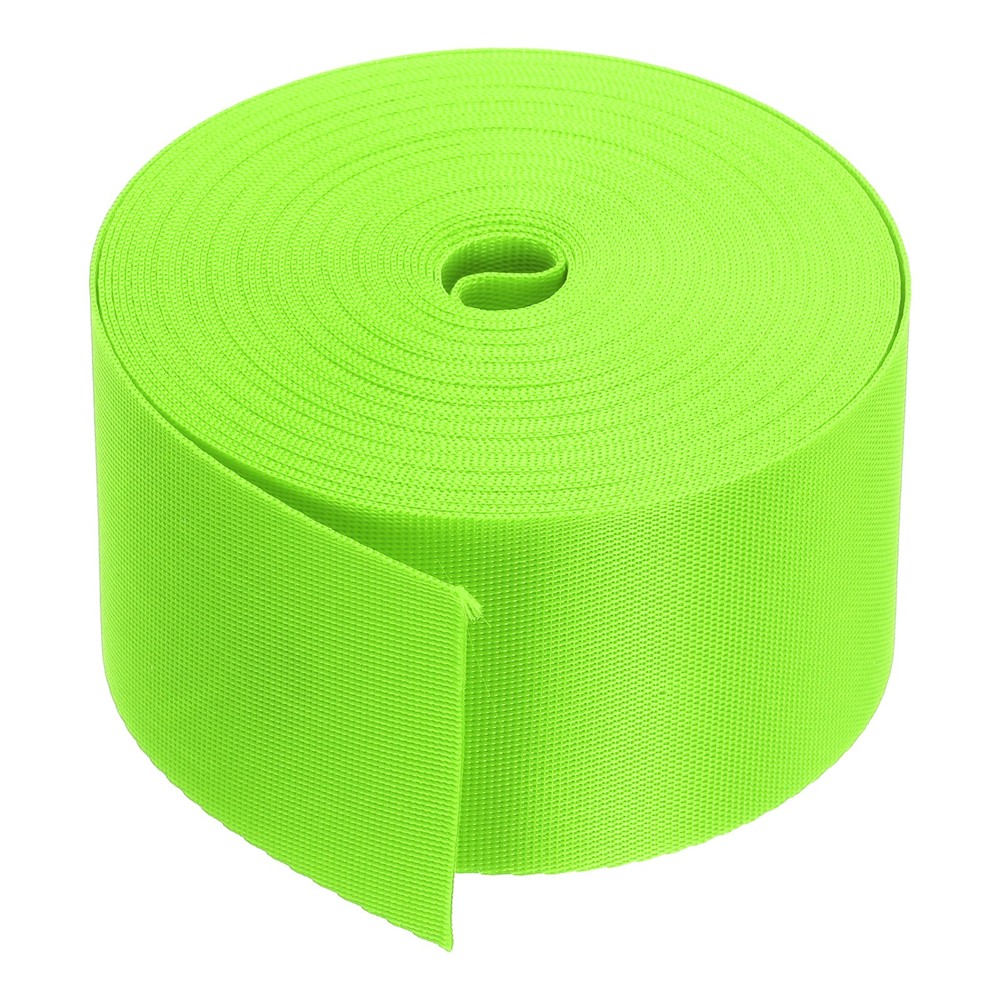 Flat Nylon Webbing Strap 2 Inch 10 Yards Fluorescent Green for Backpack