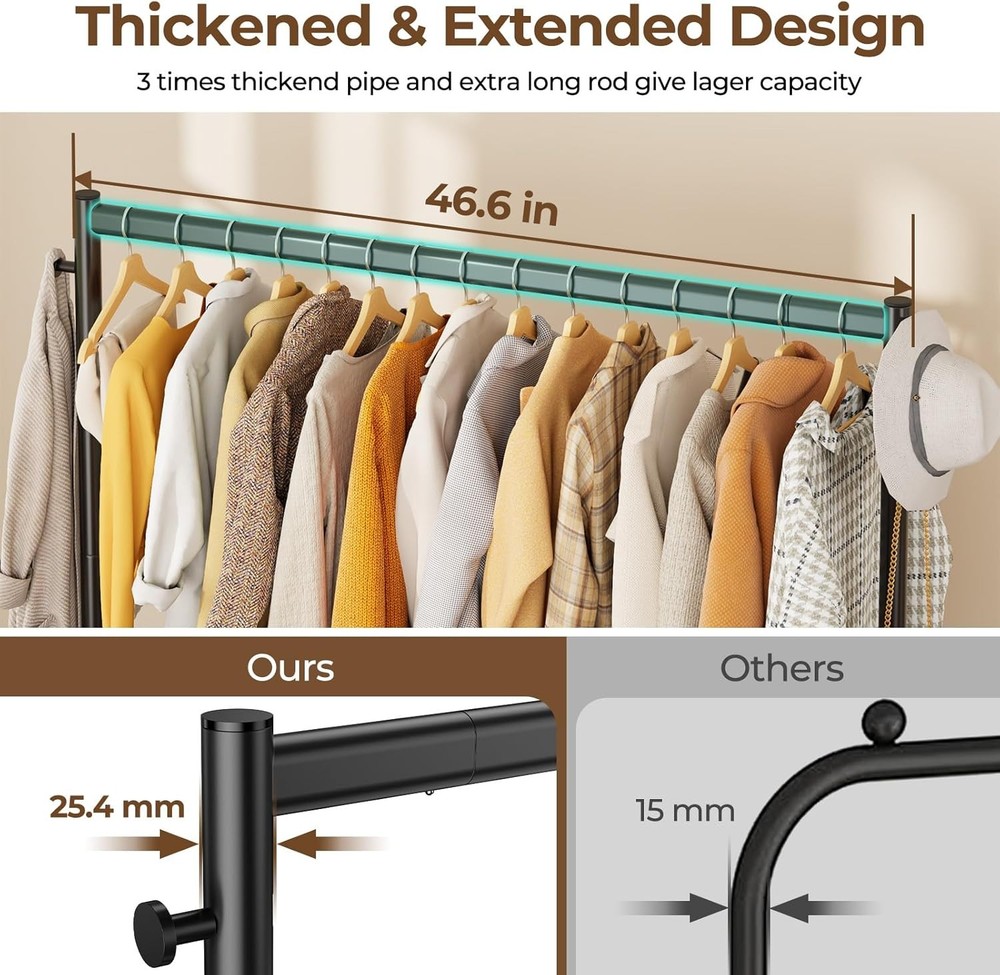 Heavy Duty Rolling Clothes Rack 420 lbs