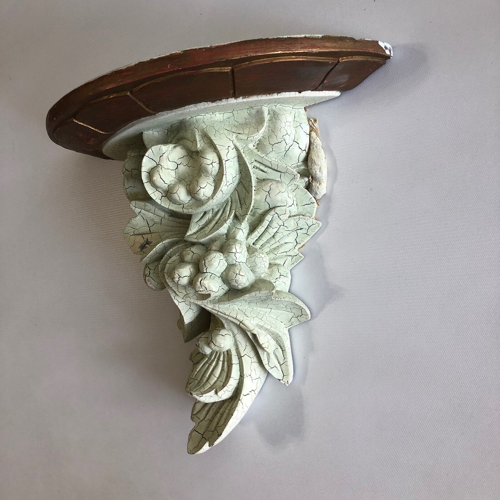 One Cast Resin Composite Neoclassical Leaf Crackled Style Wall Shelf Sconce