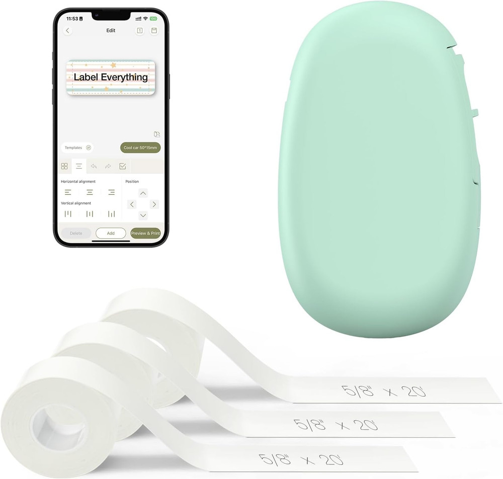 E10 Bluetooth Label Maker Machine with 3 Tapes, Continuous Waterproof Label, Ver