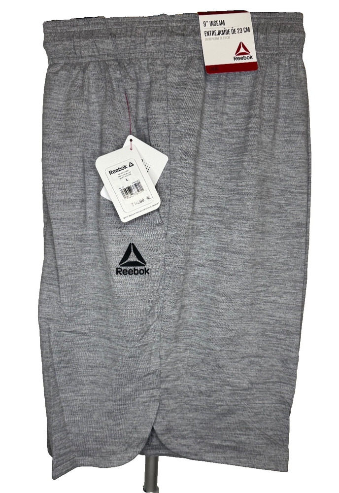 Reebok Men's Sleet Heather Core Shorts Size L, Gray, Polyester, Drawstring