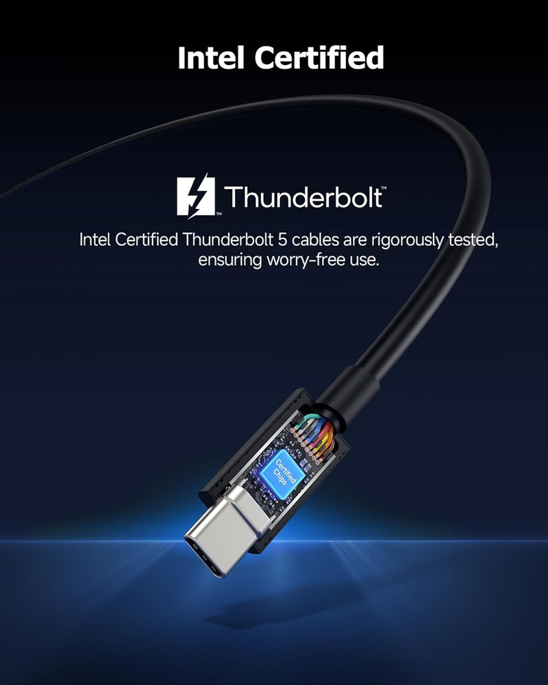 Cable Matters [Intel Certified 80Gbps Thunderbolt 5 Cable - 1m / 3.3ft, Supports