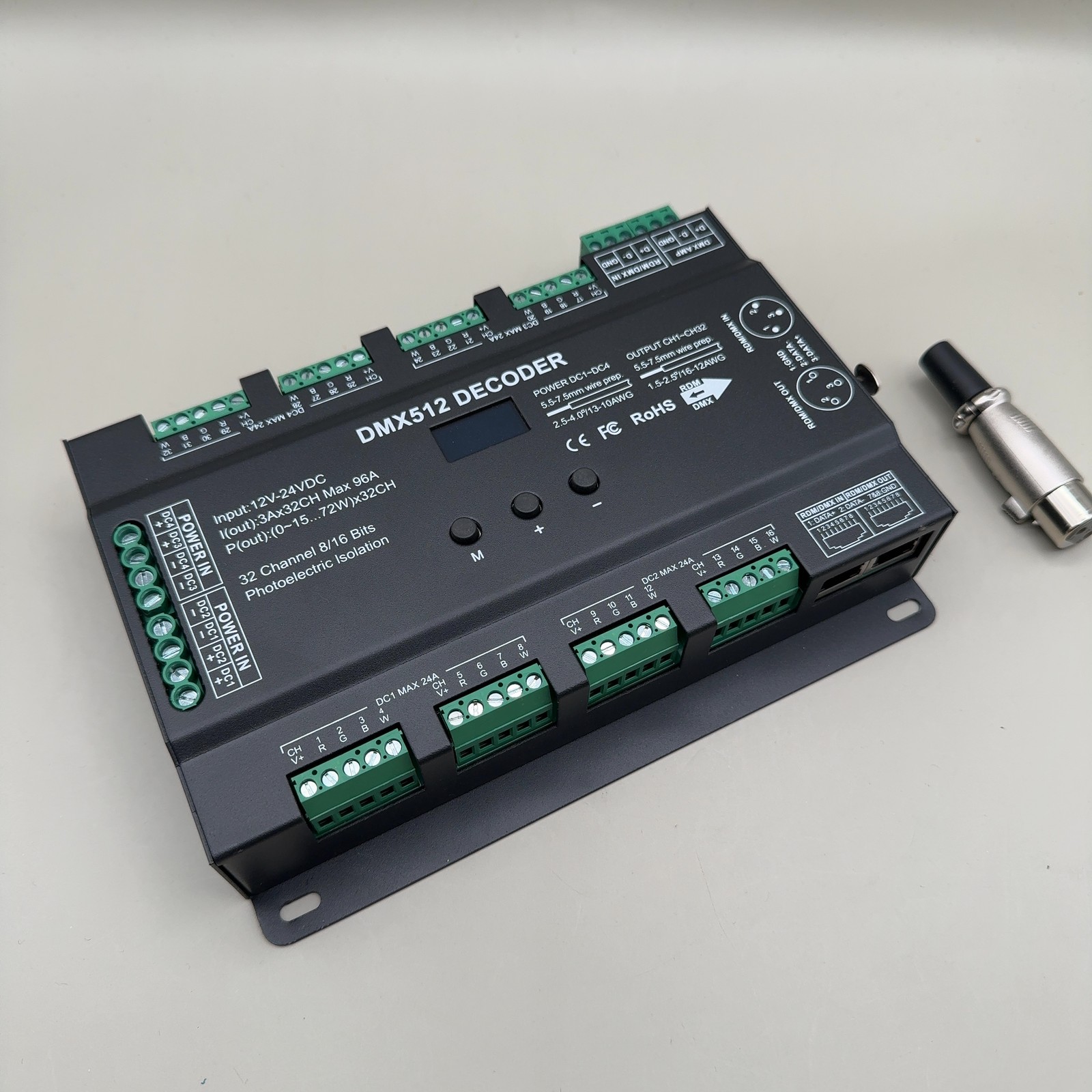32CH 96A RGBW DMX512 Decoder 16Bit 8KHz LED Driver DC12-24V RDM Display