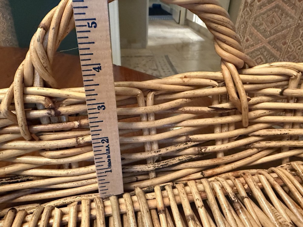 Large Rectangular Basket Wicker Rattan Tray with Handles 21x14x3.5"