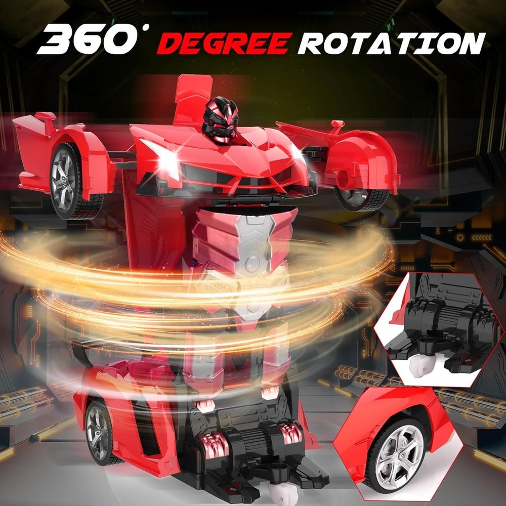 Coche teledirigido Dolanus, robot transformable, rojo y negro