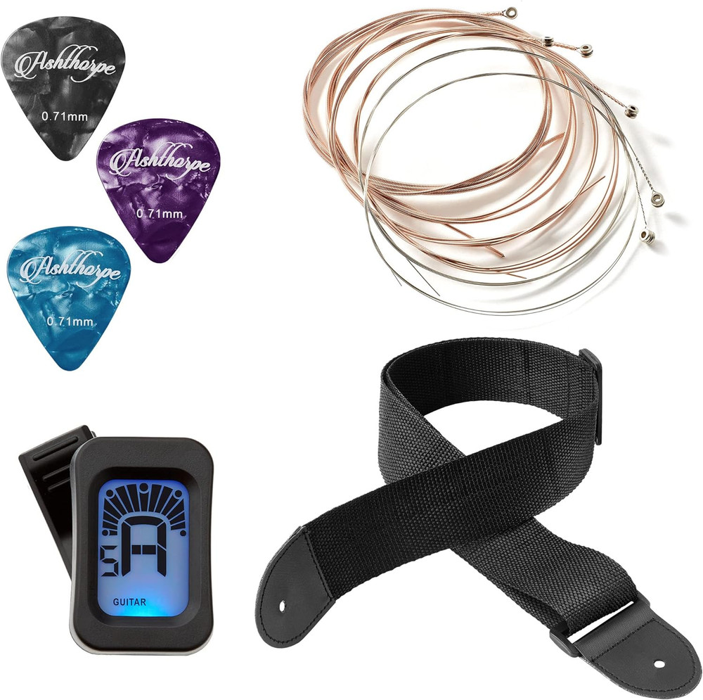 41-Inch Beginner Cutaway Acoustic Guitar Package (Black), Full Size Basic Starte