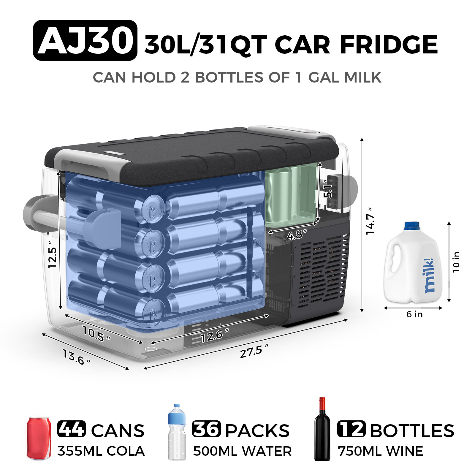 32QT Portable Refrigerator,Portable Freezer Electric Cooler for Camping Truck