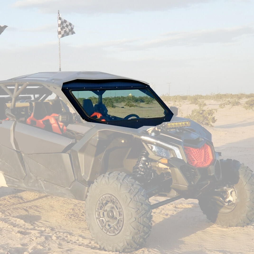 HECASA Glass Windshield Black Full Size For Can Am Maverick X3 UV Protect