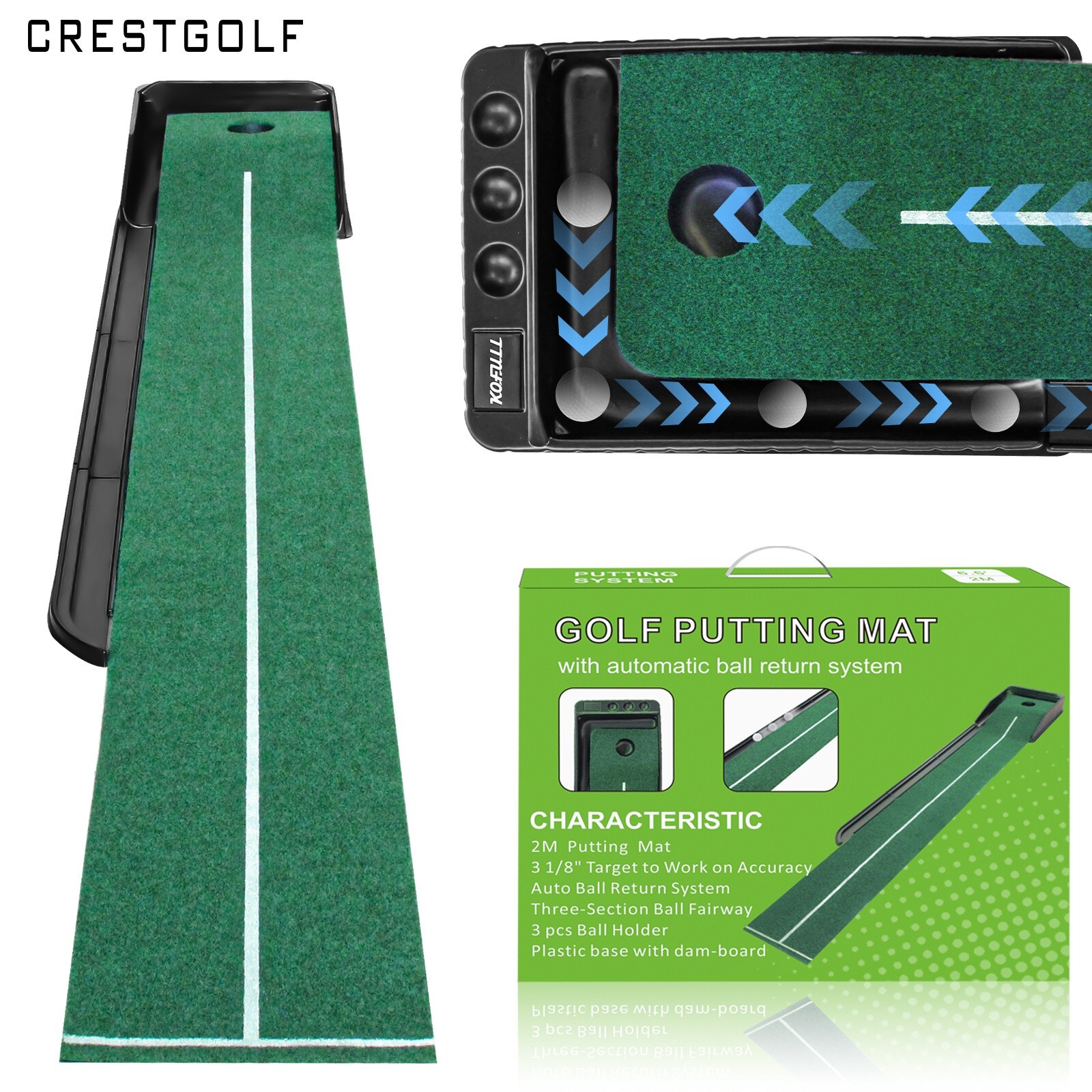 Golf Putting Matt with Ball Return Portbale Indoor Putting Green Trainning Aids