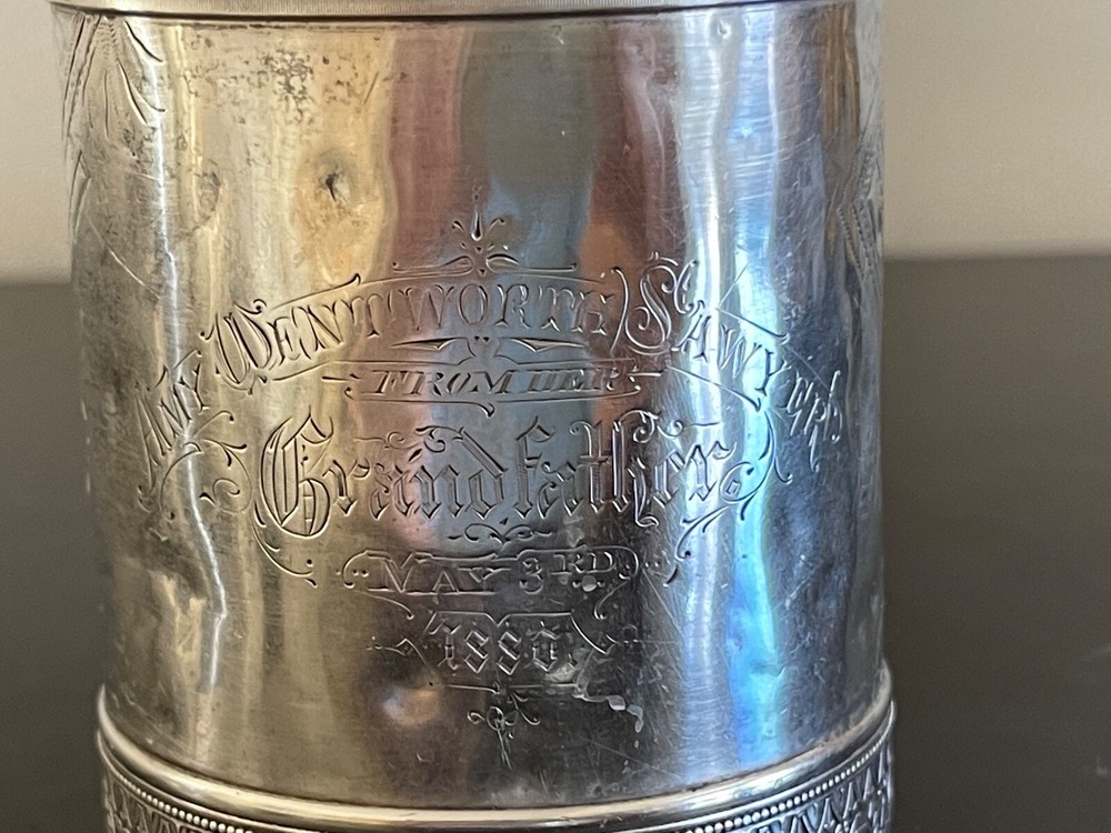 Antique Gorham Sterling Silver Engraved Cup Mug 135 Grams