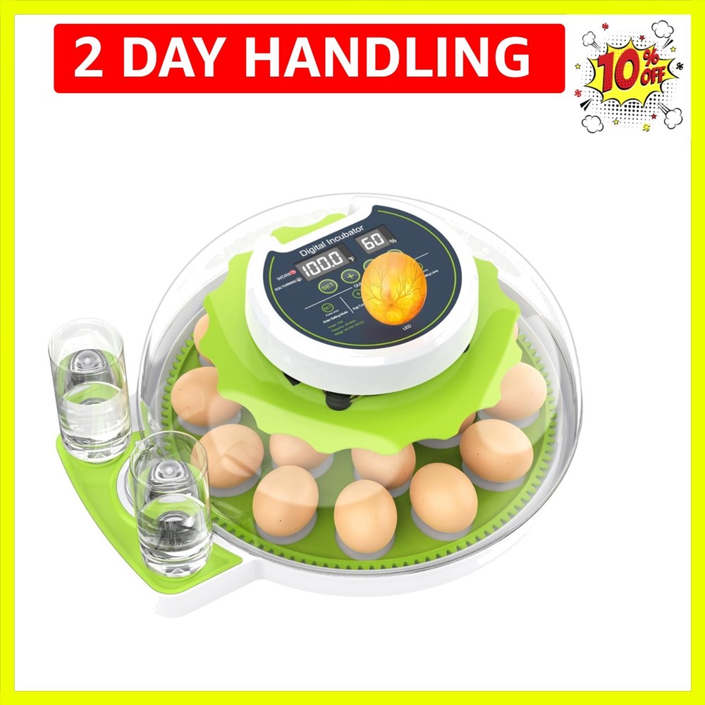 Egg Incubator with Automatic Egg Turning and Humidity Control, 18 Eggs Incuba...