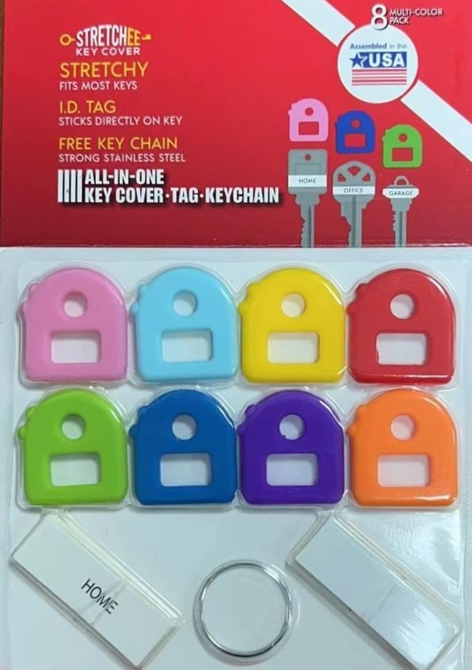 Label-Label Key Cap Covers. Free Key Chain and Labels. Stretchy Material. One...