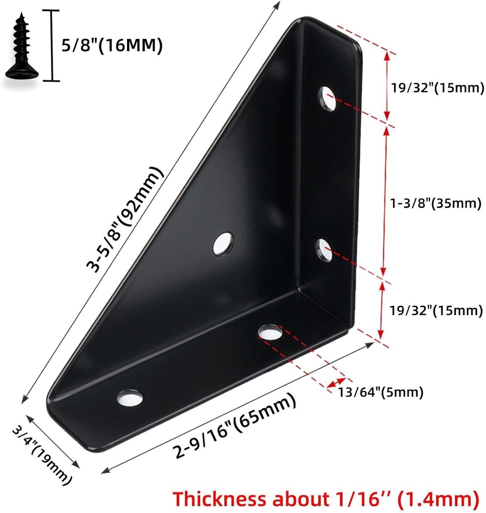 10 Pack Triangle Corner Braces Bracket 2.55'' - Metal Angle Shelf Connector B...