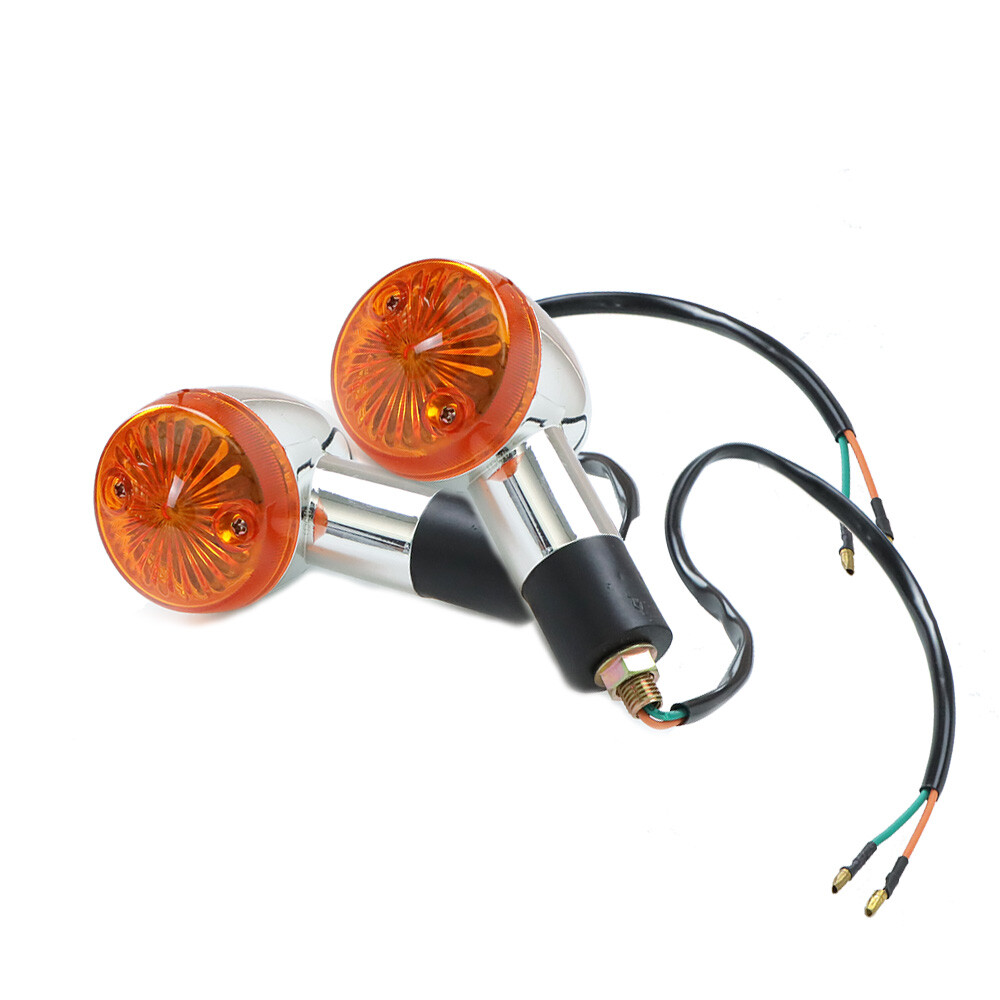 2x Light Motorcycle Amber Chrome Front Rear Turn Signal Blinker Indicator