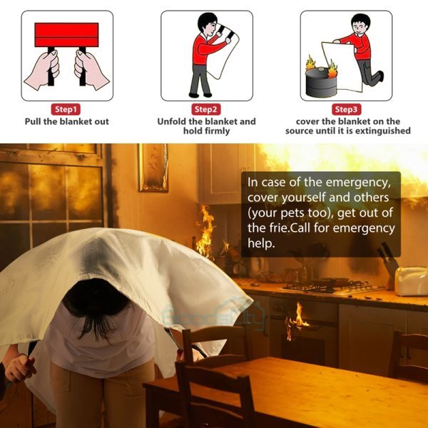39''X39'' Prepared Emergency Fire Blanket Fire Suppression Blanket Quick Release