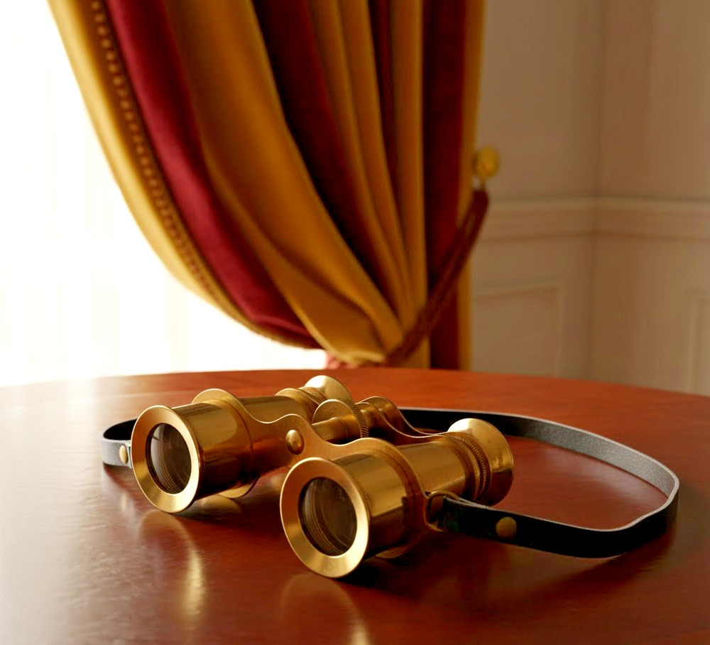 Brass Opera Glasses with Leather Strap | Classic Theater Binocular