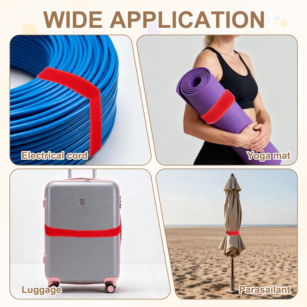 10pcs Reusable Cinch Straps 0.8"x6" Hook and Loop Cable Securing Straps, Red