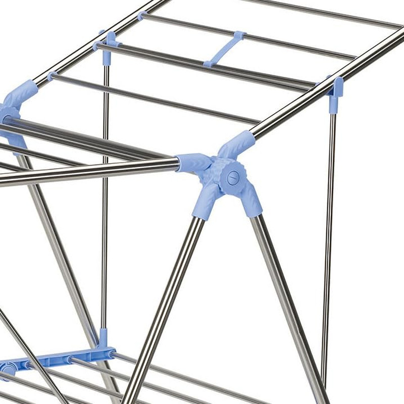 Collapsible Adjustable Gullwing Metal Clothes Drying Rack in Grey