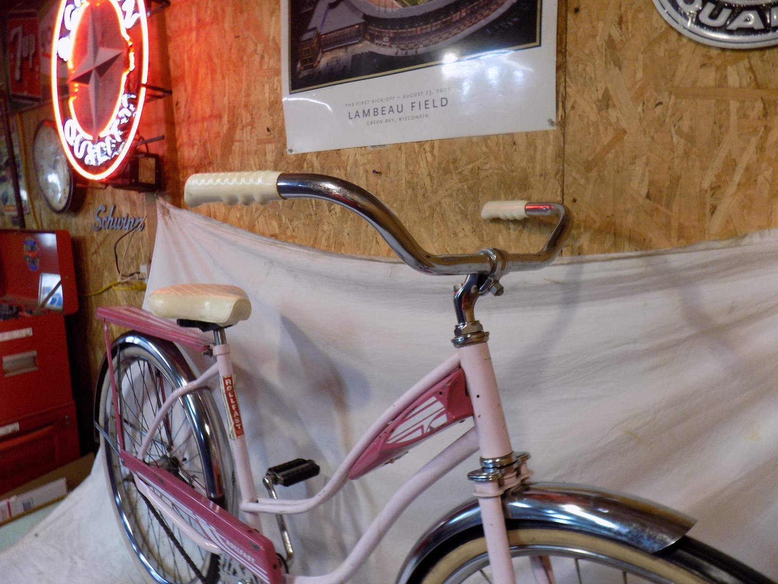 1960s ROLLFAST PINK LADIES TANK BIKE JC HIGGINS MURRAY JET RACK VINTAGE CUTE!