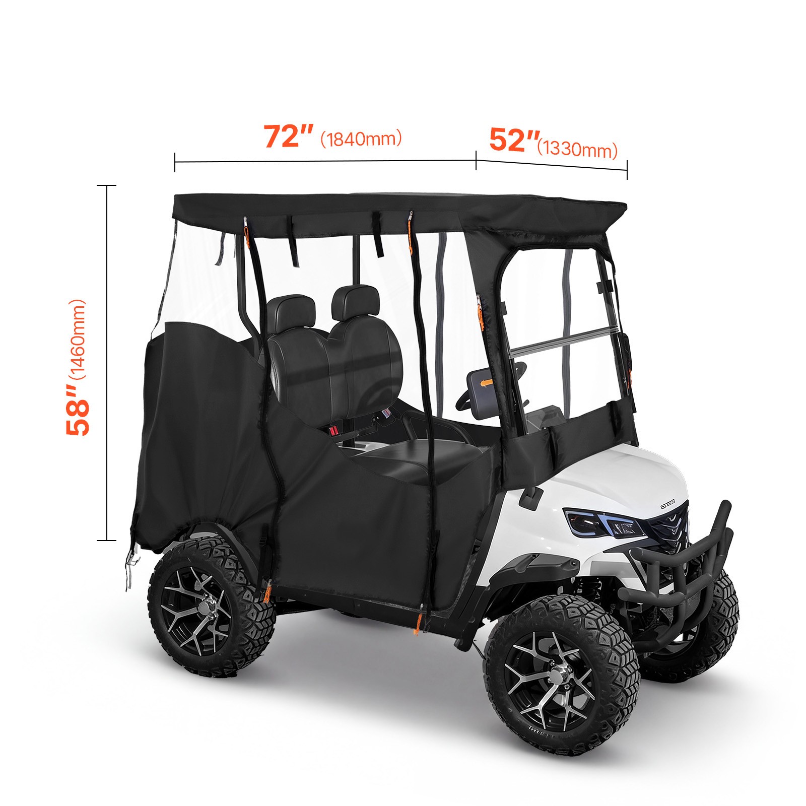 Uimoso Golf Cart Cover with Transparent Full Enclosure for 2 or 2+2 Passengers