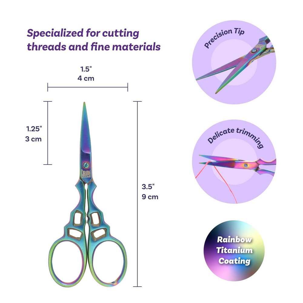 The Beadsmith Embroidery Scissors – Chroma Series – Rainbow Multicolored