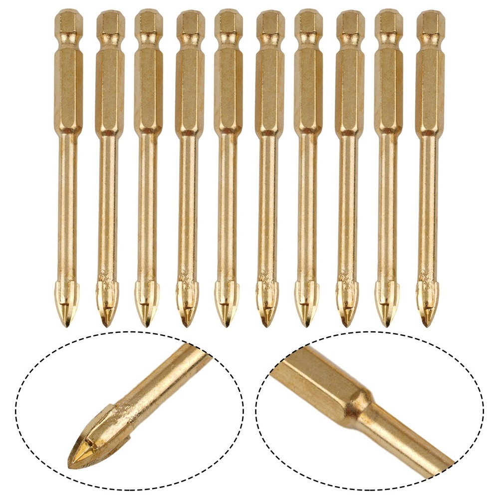 10pcs/set 6mm Drill Bits Hex Shank Kit For Titanium Ceramic Tile Marble Glass