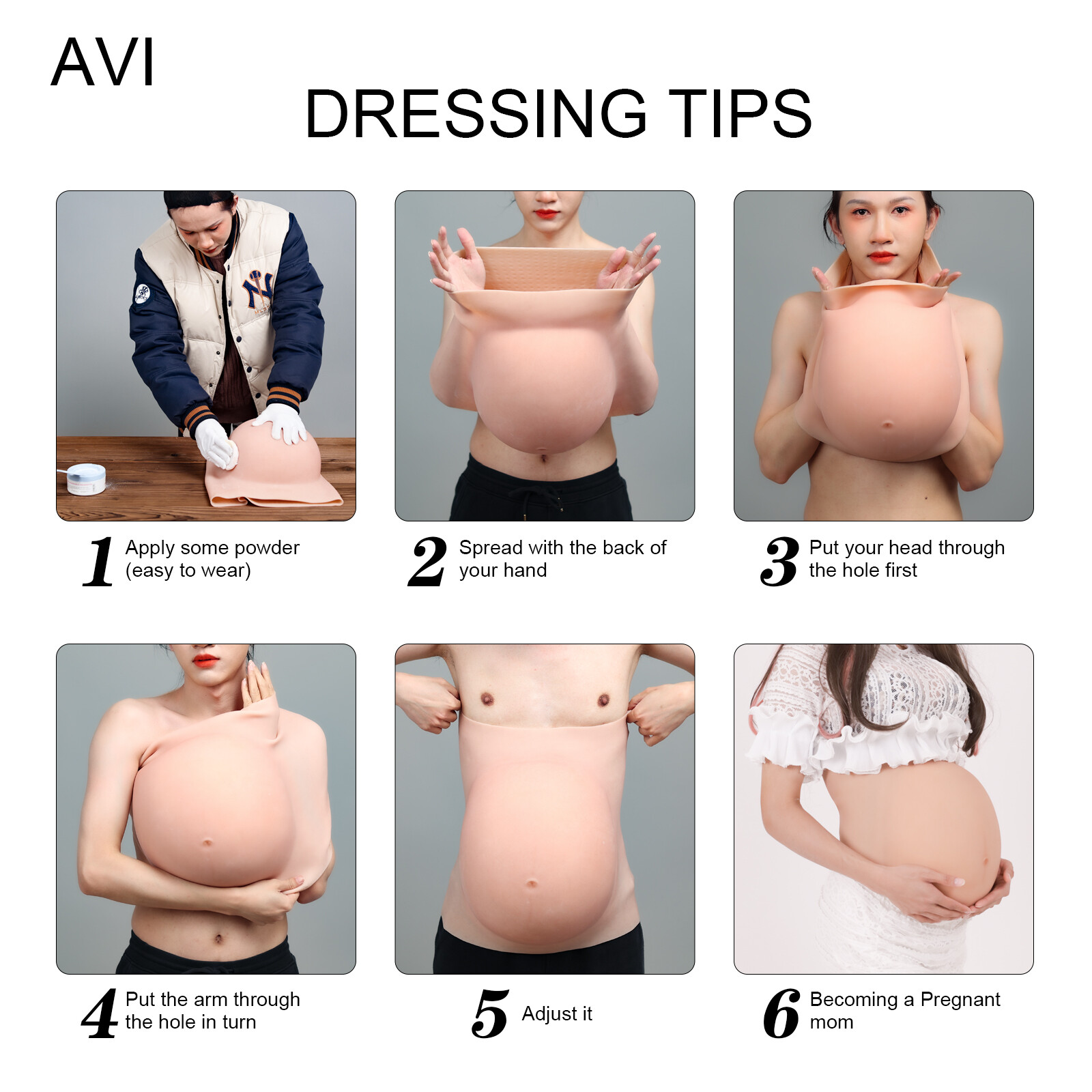 6 Months Silicone Fake Pregnant Belly Bump Artificial Bellies Tummy Prosthetics