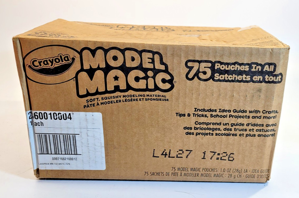 Crayola Model Magic White Modeling Clay 75 Pouches Bulk Box 1 oz Each