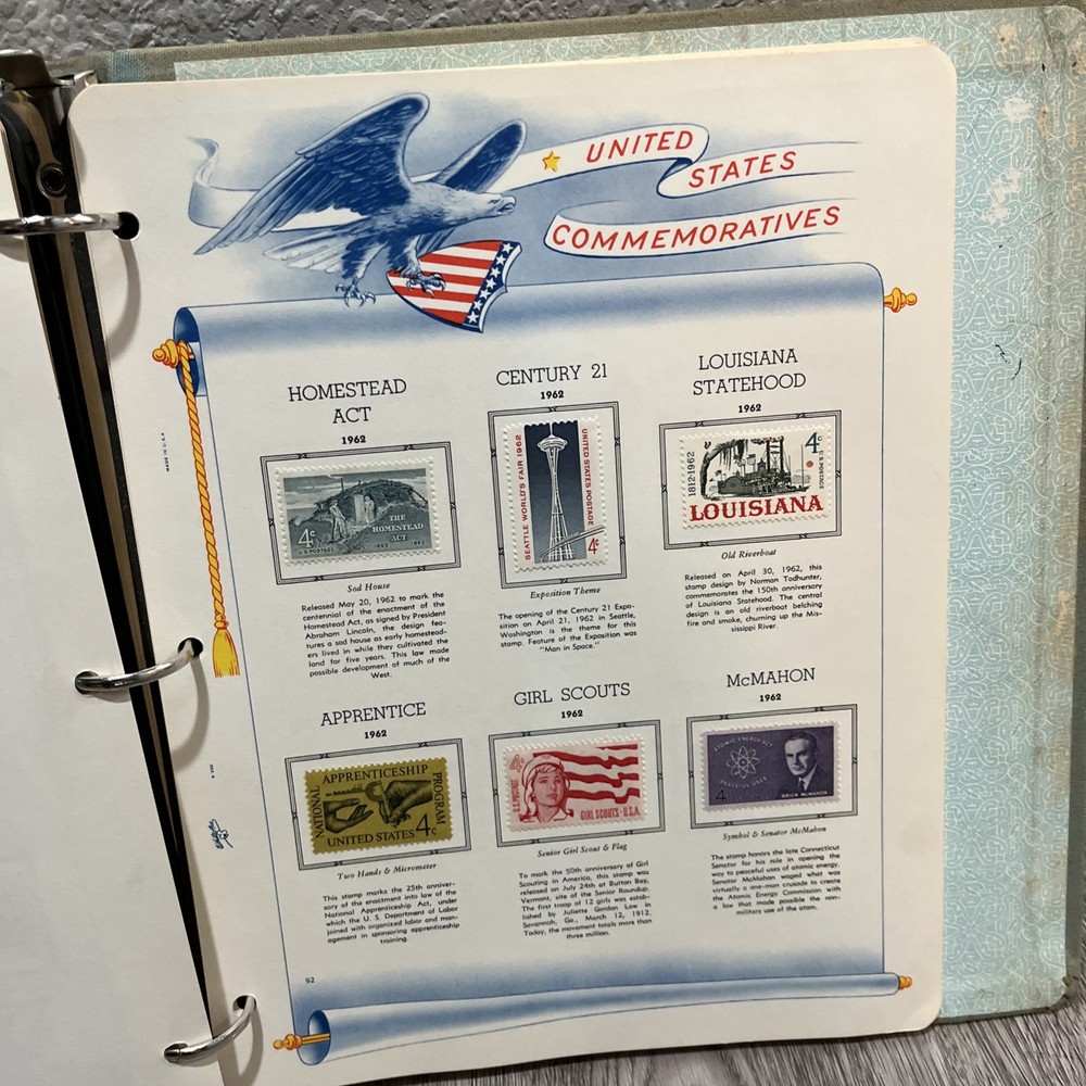 White Ace United States Commemoratives Postage Stamps Book 1947-1964 Qty 229