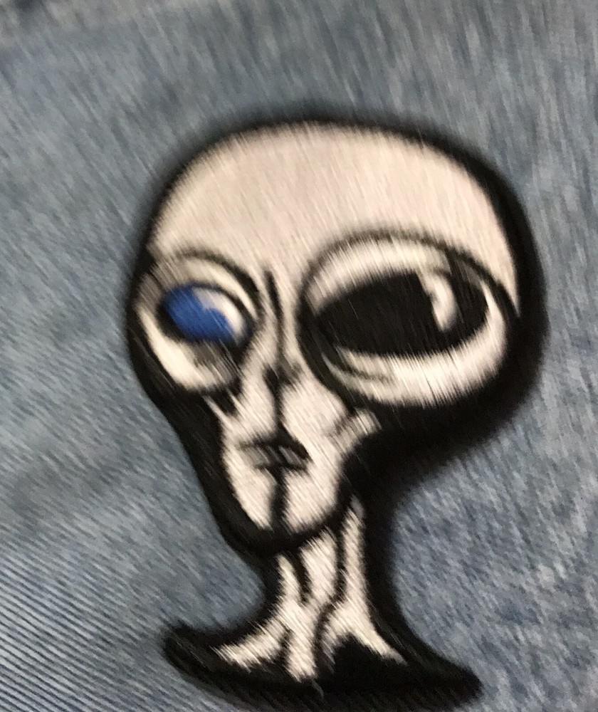 👽 Grey Alien Head Embroidered Patch UFO Cryptozoology Cryptid Gray Creature
