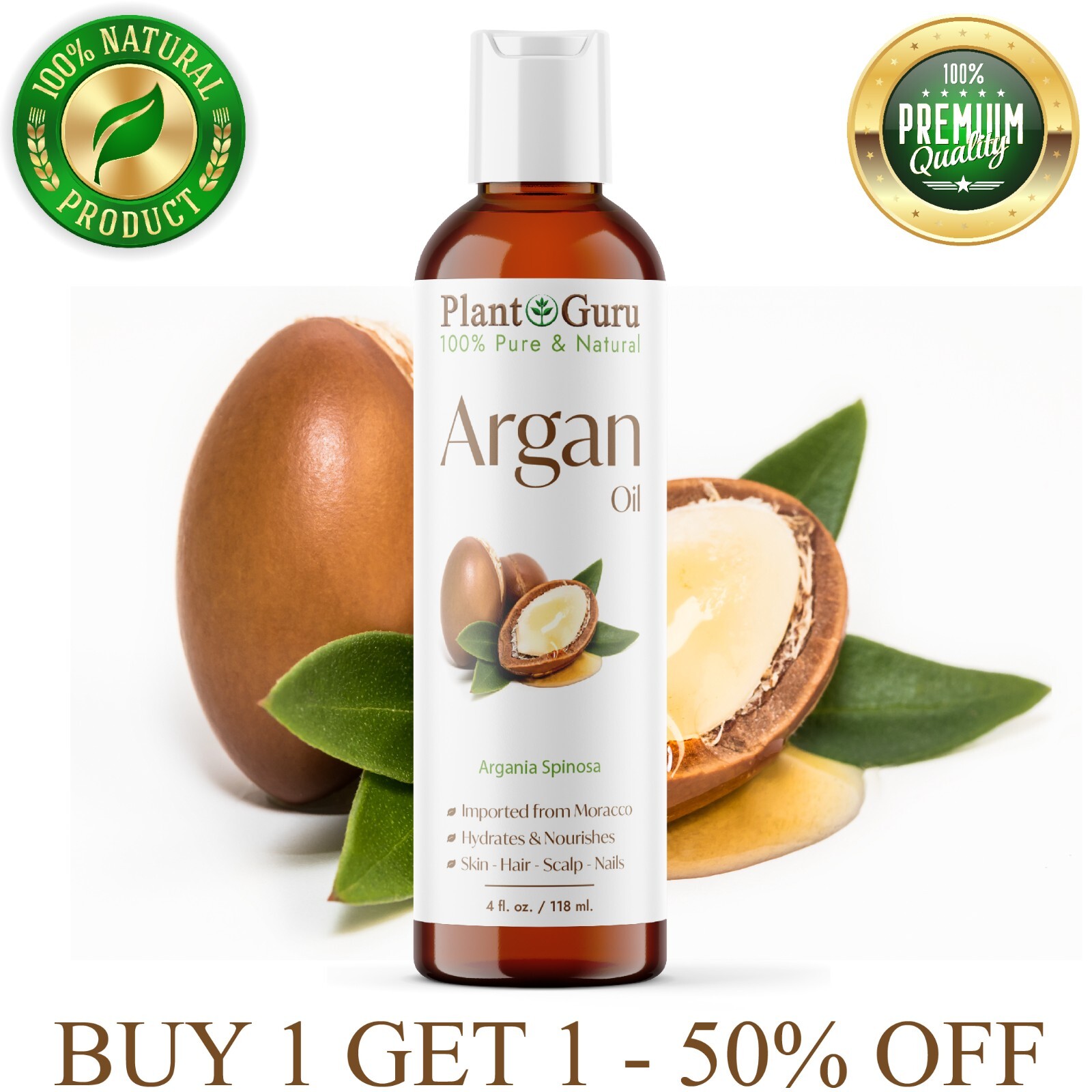 Argan Oil 4 oz. Morocco 100% Pure Natural Unrefined For Hair Growth, Skin, Face