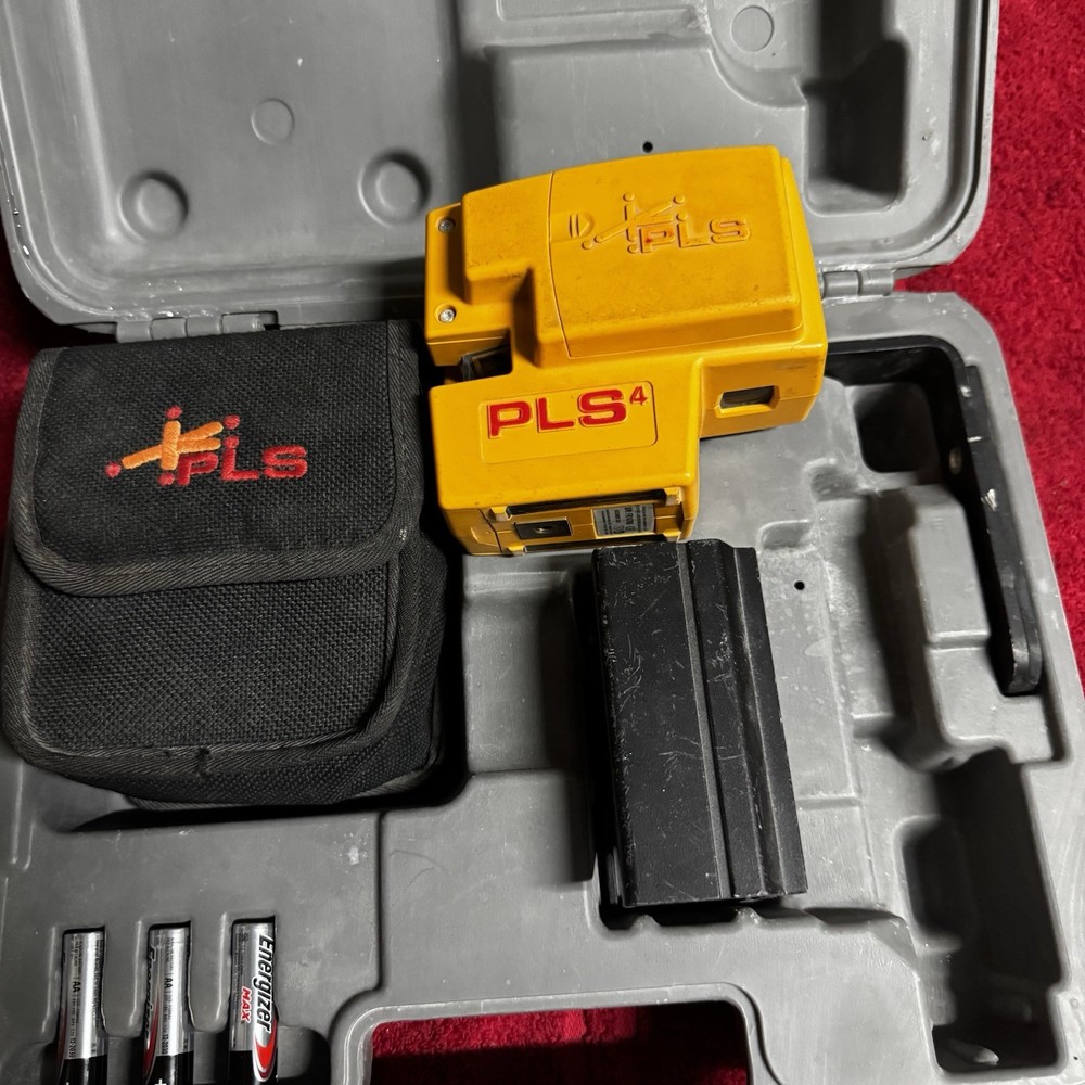 PLS 4 Pacific Laser Systems Laser Level Red Point & Line Tool Tested Working Use