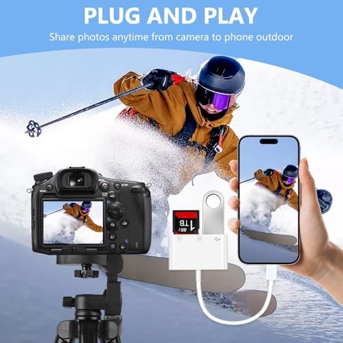 USB C SD Card Reader for iPhone Adapter, 3-in-1 Memory Card Reader Dual Slots