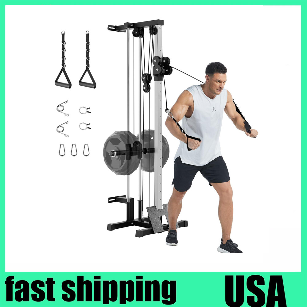 Wall Mount Cable Machine, Adjustable Dual Pulley Cable Crossover Machine Workout