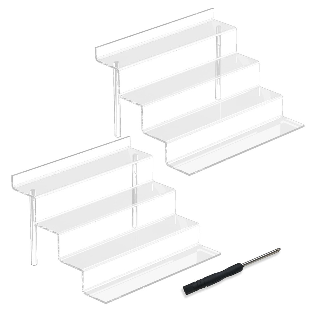 2 Pack 4-Tier Acrylic Display Riser Shelf Perfume Organizer for Cupcake Figures