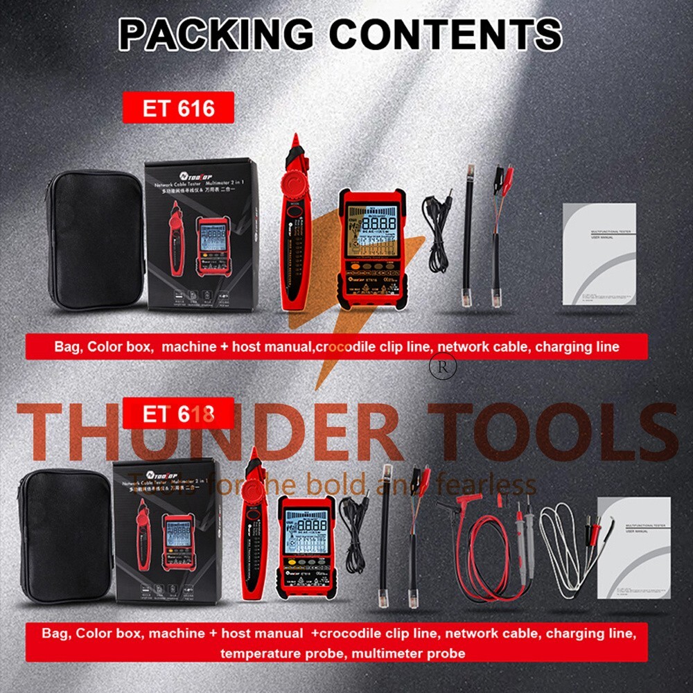 Thunder Tools TOOLTOP ET616 Handheld Portable Cable Tester with LCD