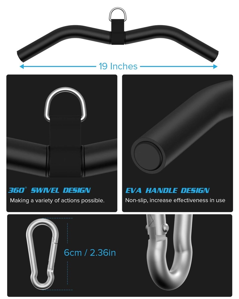 Upgraded LAT Pulldown Bars, 19" Pull Down Bar Attachments for Home Gym,...