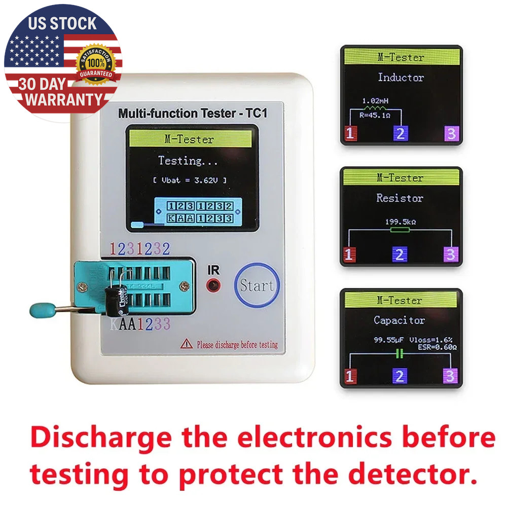 LCR TC1 1.8" TFT LCD Display Multi-Meter Transistor Tester Diode Triode Capacito