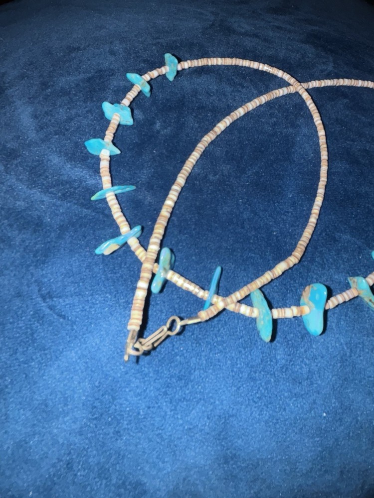 turquoise and shell handmade necklace