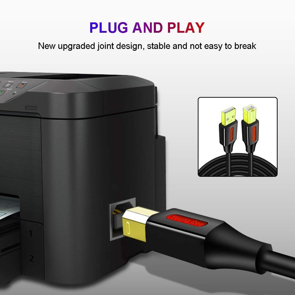 Printer Cable 12 FT,USB High Speed USB 2.0 A 12ft/4M, Black