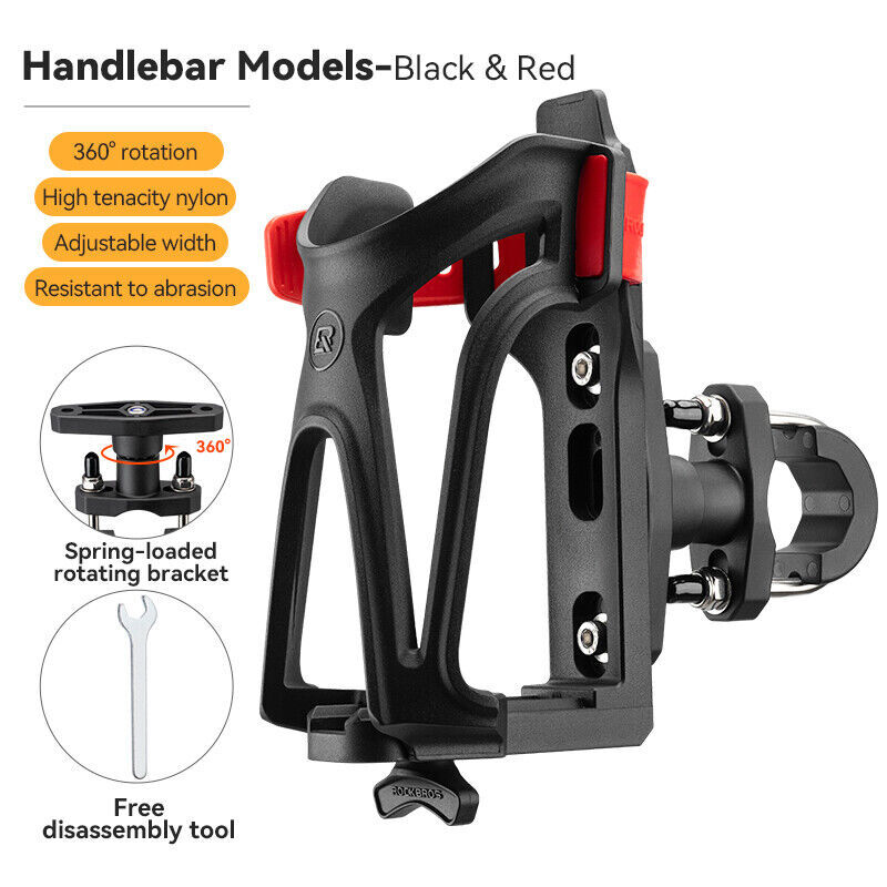 ROCKBROS Motorcycle Water Holder Adjustable Ebike Handlebar Bottle Cage