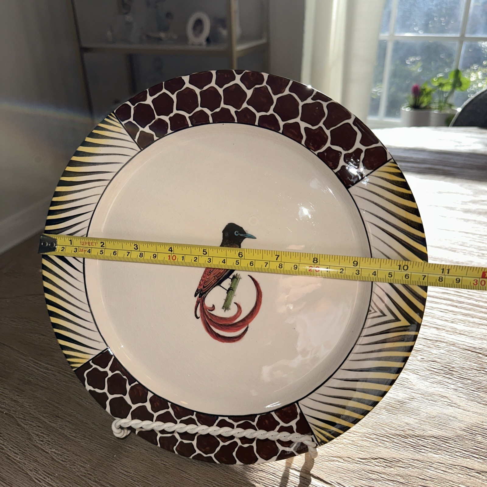 Penzo Zimbabwe Hand Painted 10.75 In Plate Paradise Fly Catcher Signed 2008