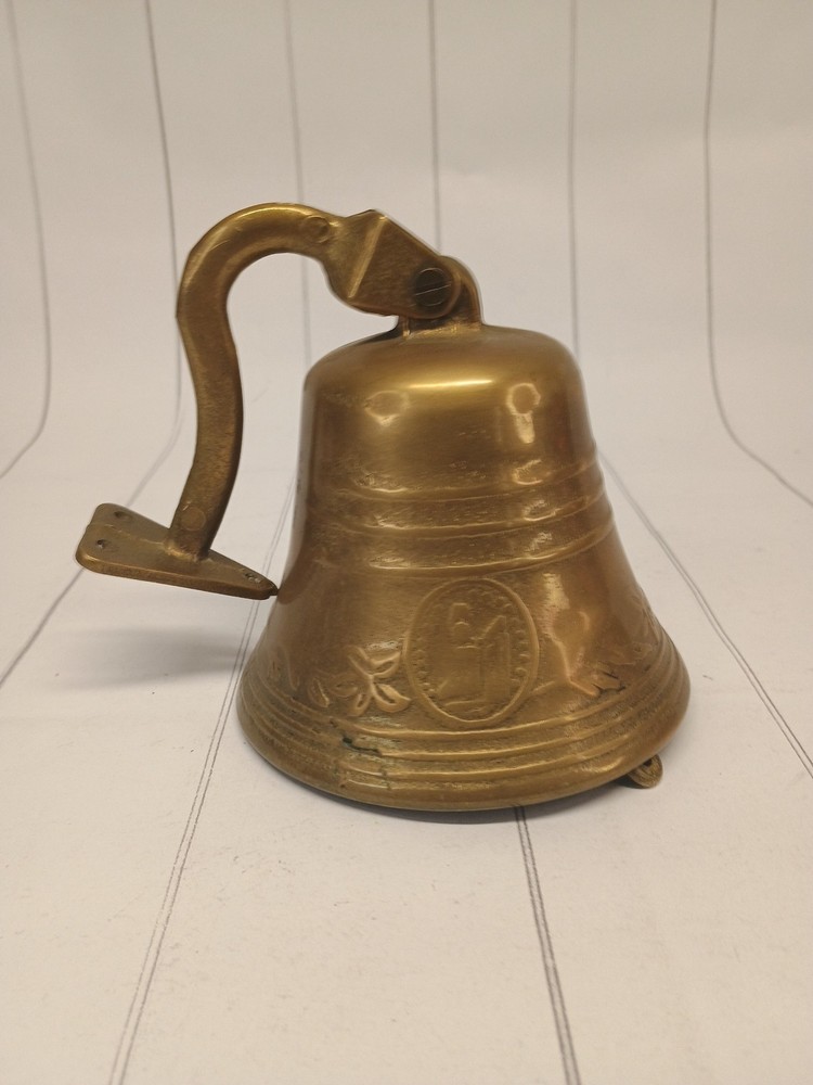 Vintage Solid Brass Wall Mount Dinner Bell Farm School Rustic Antique Style