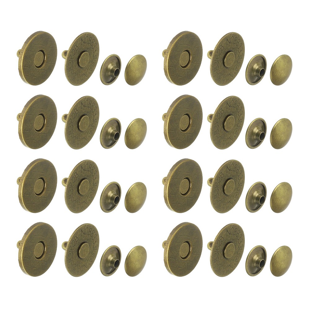 20 Sets 18x2mm Magnetic Round Snaps Button Base Components and Cap Kit, Bronze
