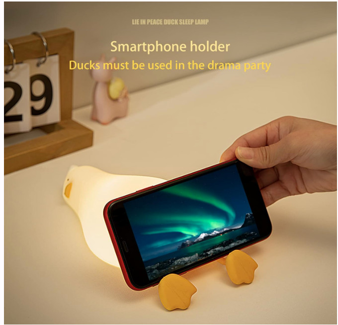 LED Duck Lamp Cute Squishy Dimmable Silicone Bedside Light with Touch Control