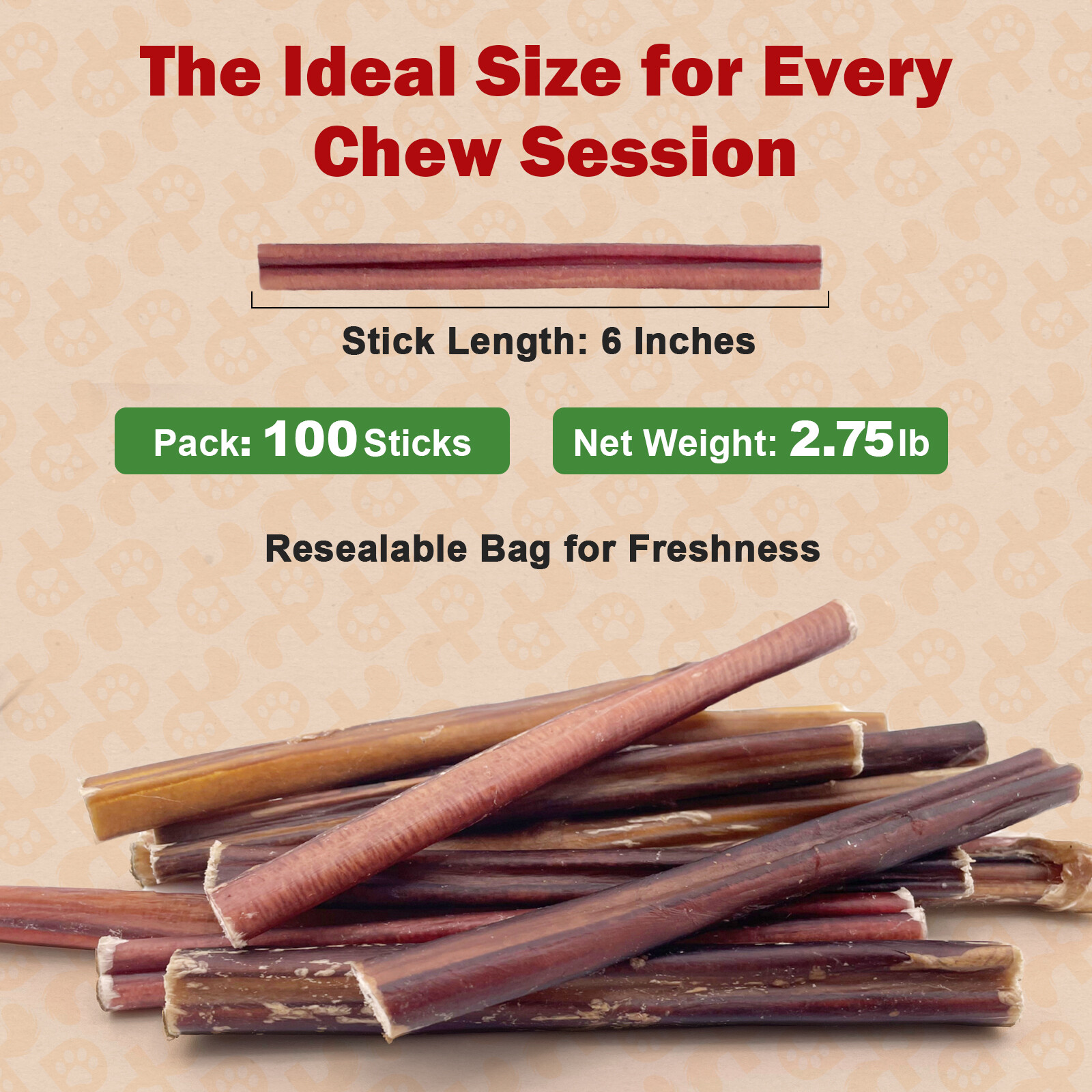 6" inch BULLY STICKS Natural Dog Treats Chews USDA & FDA Approved