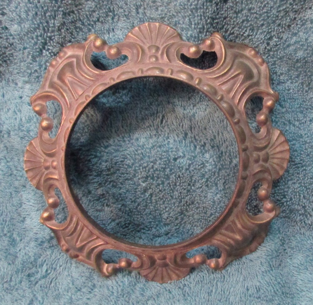 6⅝" Round Ornate Victorian or Rococo Style BRASS LAMP BASE w Scrollwork & Shell