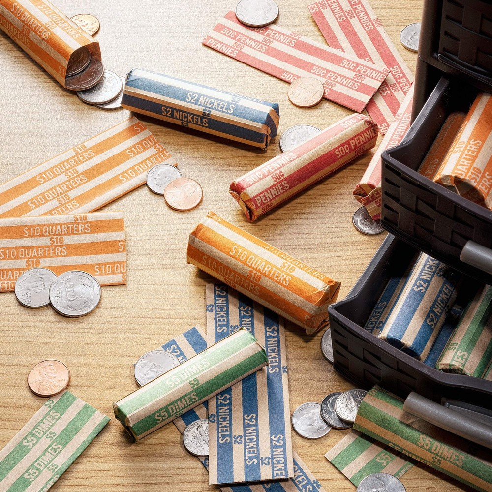 Coin Wrappers 1000 Count - 50 Rolls for Efficient Coin Sorting