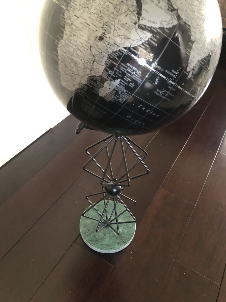 Mid-Century Designed Black/Silver World Globe [Unique]